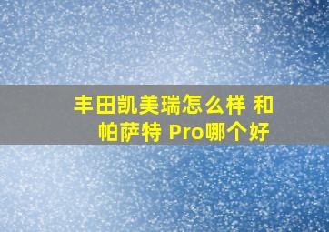 丰田凯美瑞怎么样 和帕萨特 Pro哪个好